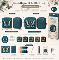 Kit de broderie au point d'aiguille DIY en cuir motif zèbre et papillon Longwing, avec pochette, kit de maille imprimée, fermeture éclair, fil et aiguille, pour débutants et adultes