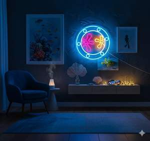 Letrero Luminoso LED de Neón con Diseño de Ojo de Buey del Mundo Marino para Decoración de Pared en Hogar y Centro Comercial, Alimentación USB, Atenuación Gradual, para Dormitorio, Sala de Juegos, Fiestas - Product Image 5
