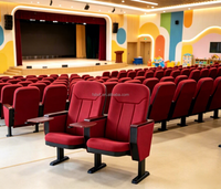 Chaise d'auditorium ergonomique en tissu rembourré avec tablette d'écriture rétractable pour salle de réunion publique