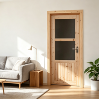Minimalist Solid Fir Solid Wood Door With Insect-proof Screen Untreated Timber Door for New Home Renovation