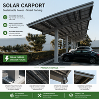 Structure de carport solaire en acier au carbone galvanisé à chaud pour le stationnement de véhicules utilitaires, avec support pour modules solaires
