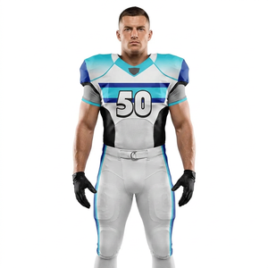Comprar uniforme de fútbol americano sublimado ligero OEM ODM, aparejos de sarga, ropa de equipo duradera, conjuntos de pantalones de Jersey deportivos universitarios - Product Image 3