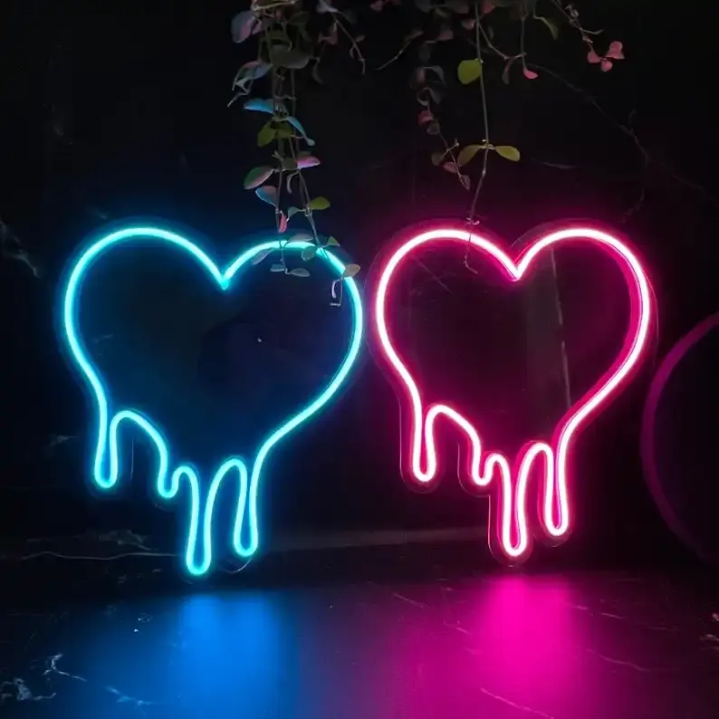 GOLDMORE1 High quality acrylic open pink neon strip lights heart neon sign decoration for wedding