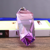 Trophée en verre cristal K9 violet, coupe diamant, souvenir d'entreprise avec gravure de logo personnalisée, 22*8cm, boîte cadeau, durable