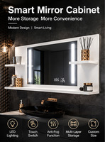 Miroir de salle de bain intelligent à LED Mars Villa, design personnalisé, dernière génération, avec étagères de rangement intégrées pour projets hôteliers