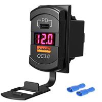 Cargador USB con Voltímetro Tipo Interruptor Basculante, Cargador USB QC3.0 PD con Voltímetro para Automóvil, Barco, RV