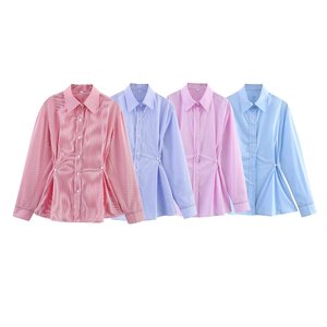 Camisa de Moda para Mujer, Nueva Colección de Primavera, con Botones Decorativos en la Cintura, Manga Larga, Color Sólido - Product Image 6