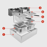 Friteuse électrique à double cuve de qualité supérieure, panier amovible, 12 L