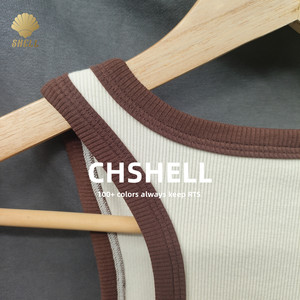 <span class=keywords><strong>Canotta</strong></span> da <span class=keywords><strong>Donna</strong></span> in Maglia a <span class=keywords><strong>Costine</strong></span> con Collo Rotondo e Schiena Scoperta, Colore a Contrasto, 280gsm CNSHELL, Lunghezza Regolare per Uso Quotidiano - Product Image 3