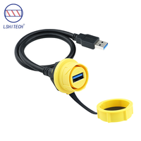 Kabel USB3.0 Lshitech 10Gbps Transmisi Kecepatan Tinggi M21mm Sirkular Tahan Air Female ke Male 1.5-4m, Tahan Air Industrial IP68