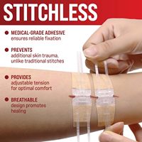 Kit de Fermeture de Plaie, 6 pièces avec Pansement, Bandes de Fermeture de Plaie Sans Suture, Kit de Fermeture de Laceration à Fermeture Éclair pour Soins des Coupures