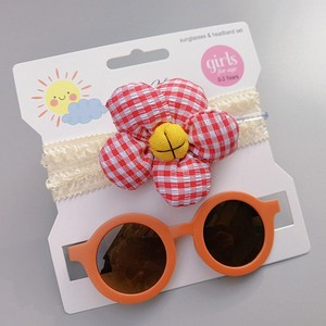 Novedad 2026, Gran Venta: Gafas de Sol Redondas Pequeñas con Diseño de Cuadros Coloridos y Diadema de Girasol, Set de Gafas de Sol de Dibujos Animados Lindas para Bebé, Regalo - Product Image 5