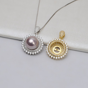 Pendentif en argent S925 Wenchi en forme de fleur, support vide personnalisable pour accessoires DIY, composant de bijouterie à incrustation - Product Image 1