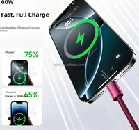 Câble de charge USB Type C vers C en nylon tressé rouge vin 60W, dernier modèle, pour iPhone 18Pro Max