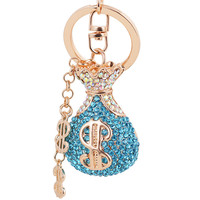 Porte-clés de sac d'argent en métal avec strass, serrure, nouveau Design, à la mode, Style Dollar, porte-clé pour sac porte-bonheur en cadeau, vente en gros (KC341C)