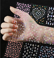 Autocollants et décorations pour ongles 3D, fleurs colorées, fleurs de cerisier, roses, marguerites, 30/60 pièces, décoration de manucure en forme de cœur, 5.5x6cm