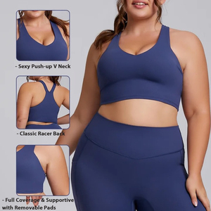 Wholesale XS to 3XL Plus Size Racer Back Sports Bra With <strong>Pocket</strong> Running <strong>Leggings</strong>, Custom Ladies Yoga Set Pilates Fitness Apparel - Product Image 3