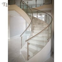 Escalier hélicoïdal courbé Tanlong en acier blanc avec garde-corps en verre, escalier moderne de luxe