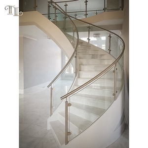 <span class=keywords><strong>Escalier</strong></span> hélicoïdal incurvé TL en acier blanc avec garde-corps en verre, <span class=keywords><strong>escalier</strong></span> moderne de luxe - Product Image 1
