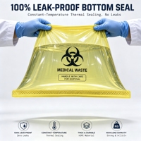 Sac à déchets médicaux en plastique jetable à bouche plate, jaune, épaissi, en nouveau matériau, pour l'emballage des déchets hospitaliers
