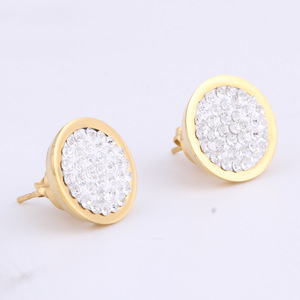 Diamond <b>Stud</b> <b>Earrings</b> 13mm Round Brilliant Cut 304 Stainless Steel Women's Everyday Wear Gold White <b>Black</b> - Product Image 3