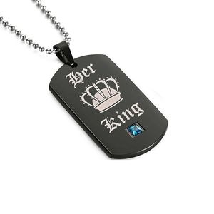 Colgante de plata y negro de acero inoxidable, collar de joyería de pareja de <span class=keywords><strong>su</strong></span> Rey, <span class=keywords><strong>su</strong></span> Reina, novedad de 2021 - Product Image 1
