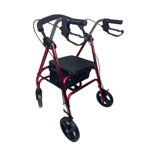 Déambulateur à quatre roues en alliage d'aluminium, siège bleu, hauteur 55 cm, pliable pour personnes âgées - Product Image 5