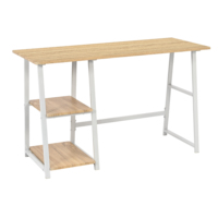 Bureau d'ordinateur moderne de luxe en bois blanc et métal, table d'ordinateur portable assemblée avec étagère de rangement pour une utilisation efficace à la maison ou au travail