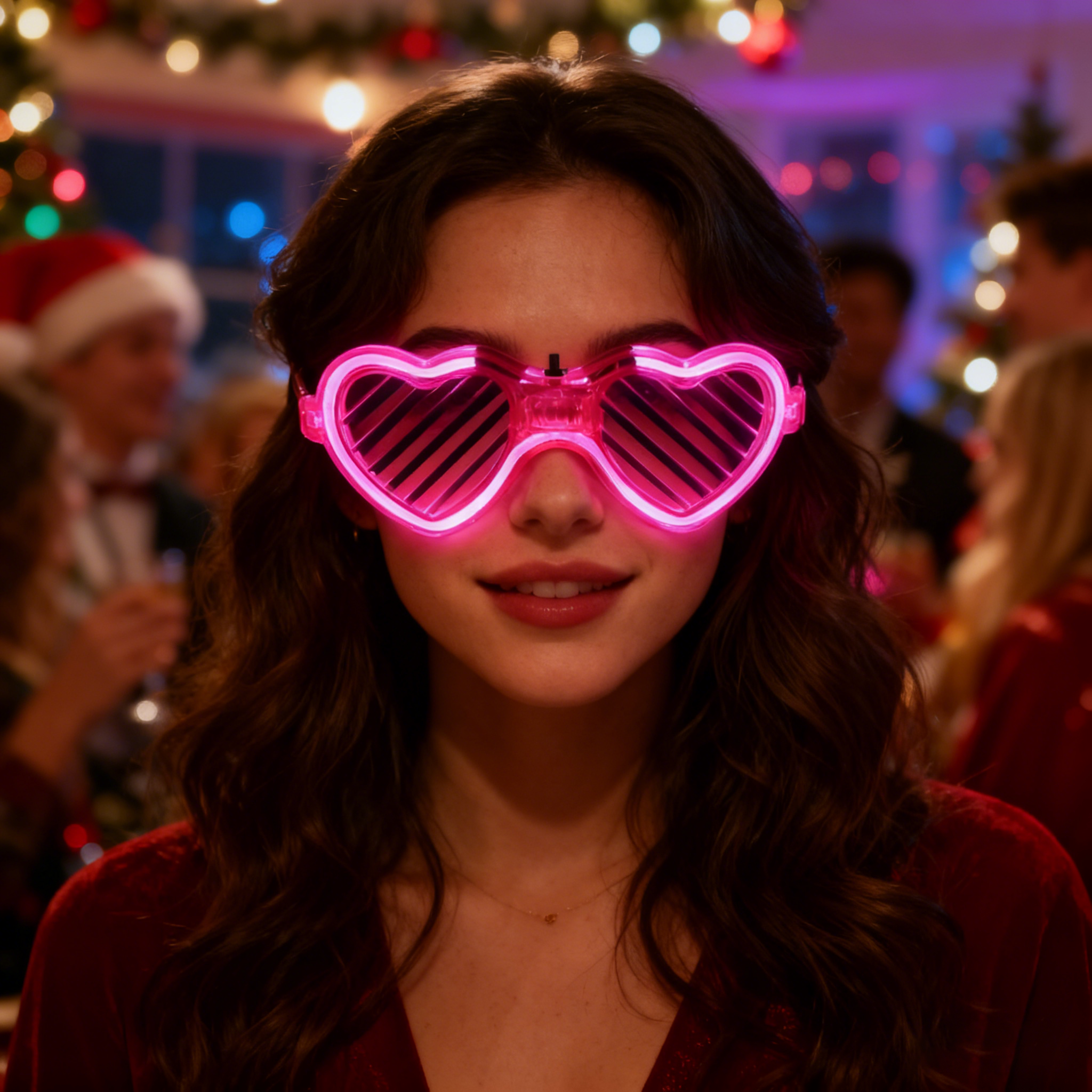 LED Heart-shaped Louver Flashing Glasses-Diwali Ramadan Party Accessories Customizable Colors Long Life Battery Enhanced