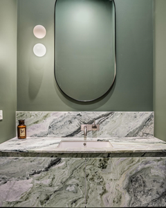 Lavabo irregular <span class=keywords><strong>Splid</strong></span> de color vivo montado en la pared del baño de piedra natural de mármol verde de China para pedidos a granel - Product Image 2