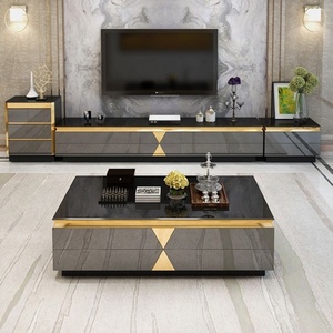 Muebles de Salón: Mueble de TV de Madera de Lujo con Paneles, Soporte de TV Moderno y Mesa de Centro con Cajón - Product Image 3