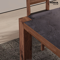Table à manger NORYA italienne ultra-minimaliste, écologique, imperméable et durable, avec plateau HPL texture pierre de luxe, noir massif, pour appartement