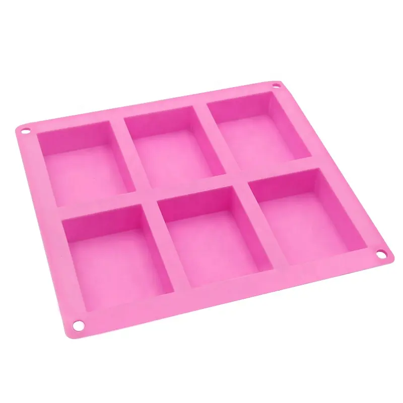 Molde de silicona sin BPA para pastel, moldes de tarta con 6 cavidades antiadherentes, Molde de resina de jabón cuadrado para bricolaje hecho a mano, venta al por mayor