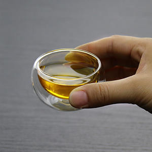 Tasses en verre isolées à <span class=keywords><strong>double</strong></span> <span class=keywords><strong>paroi</strong></span> <span class=keywords><strong>Verres</strong></span> à thé expresso résistants à la chaleur de 2oz avec logo personnalisé Cadeaux transparents pour boissons chaudes/froides - Product Image 3