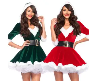 Женский костюм Санта-Клауса, рождественский костюм Санта-Клауса, платье для косплея для взрослых женщин