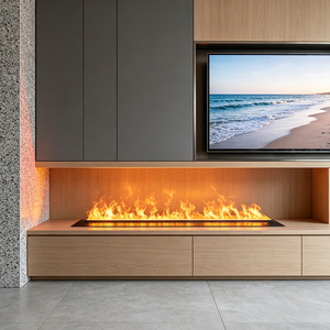 Chimenea Eléctrica <span class=keywords><strong>de</strong></span> Vapor <span class=keywords><strong>con</strong></span> Atomización 3D, Diseño Europeo Moderno, Control Remoto Inteligente por Aplicación, Uso en Hoteles, Efecto <span class=keywords><strong>de</strong></span> Llama LED en Inglés - Product Image 2