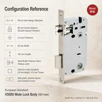 Corps de serrure de porte intérieure universel 5085 silencieux en acier inoxydable