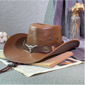 Унисекс-кепка в западном стиле с кожаным ремешком — идеально подходит для походов и активного отдыха, летних и осенних видов спорта, путешествий. Мужская кепка. - Product Image 2