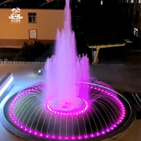 Fuente de Agua de Dos Niveles para Exteriores, Lámpara LED Colorida, Fuente de Acero Inoxidable para Paisajes, Decoración para Calles Comerciales y Parques