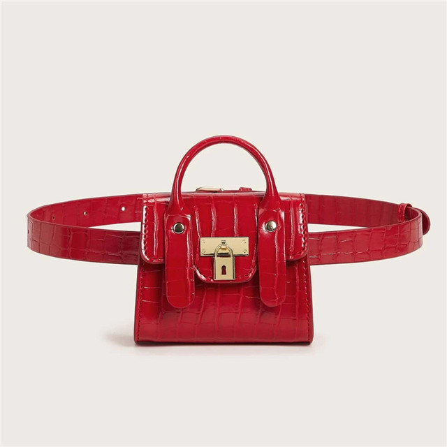 #ZB249- Hot Sustainable Fashion Women Red Vegan Pu Leather Wholesale 2023 Bag Belt Bag Women Purse Lady Handbag Girl Waist Bags
