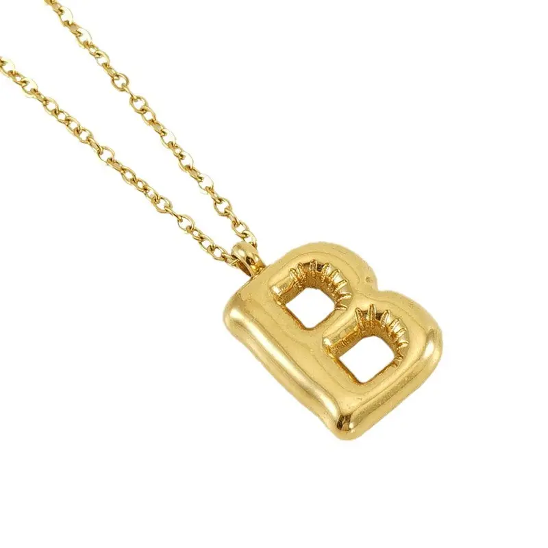 Sankyln atacado joia de aço inoxidável banhado a ouro 18K pingente de 26 letras originalmente colar para mulheres