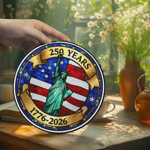 Pendentif de fenêtre suspendu en vitrail, 250 ans d'histoire nationale - Product Image 2