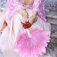 Grand éventail en plumes d'autruche rose pour femmes, idéal pour costumes, spectacles, thé, fêtes, mariages, danse, accessoires de photographie