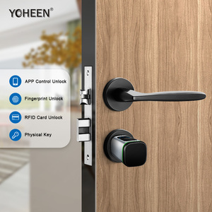 Serrure de porte intelligente à poignée, cylindre électronique de sécurité, carte-clé, code numérique, capteur d'empreintes digitales, Bluetooth, application TTlock - Product Image 5