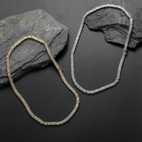 Collier Tennis Tendance Hip Hop Européen et Américain en Laiton Incrusté de Zircons Effet Glaçon, Idéal pour Célébrations et Anniversaires