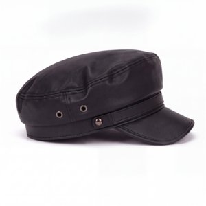 Wholesale PU Leather Adjustable Unisex All Seasons Vintage Punk Style <b>Beret</b> Hat Manufacturer - Product Image 3