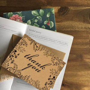 การ์ดขอบคุณทำมือสไตล์เรียบง่ายจากกระดาษคราฟท์รีไซเคิลรักษ์โลก ขายส่งยอดนิยม พร้อมซองจดหมาย - Product Image 5