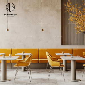 Juego de mesa y silla de restaurante curvada redonda de terciopelo de piedra sinterizada moderna, cabina de sofá, cabina de muebles para cafetería - Product Image 3