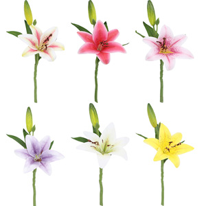 Fleurs de lys artificielles Guanyi, branche unique, en soie, réalistes, accessoires de décoration pour mariage et maison - Product Image 5