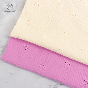 قماش موسلين مطرز عالي الجودة بنقشة زهور صغيرة للأطفال من القطن الشاش المزدوج 100% - Product Image 1